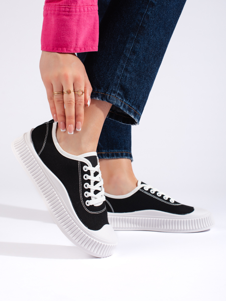 Shelvt Black womens sneakers