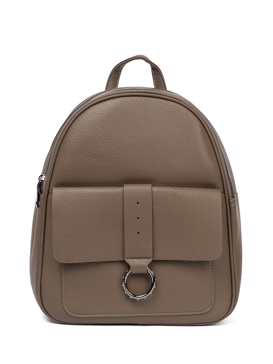 Shelvt Dark beige womens eco leather backpack