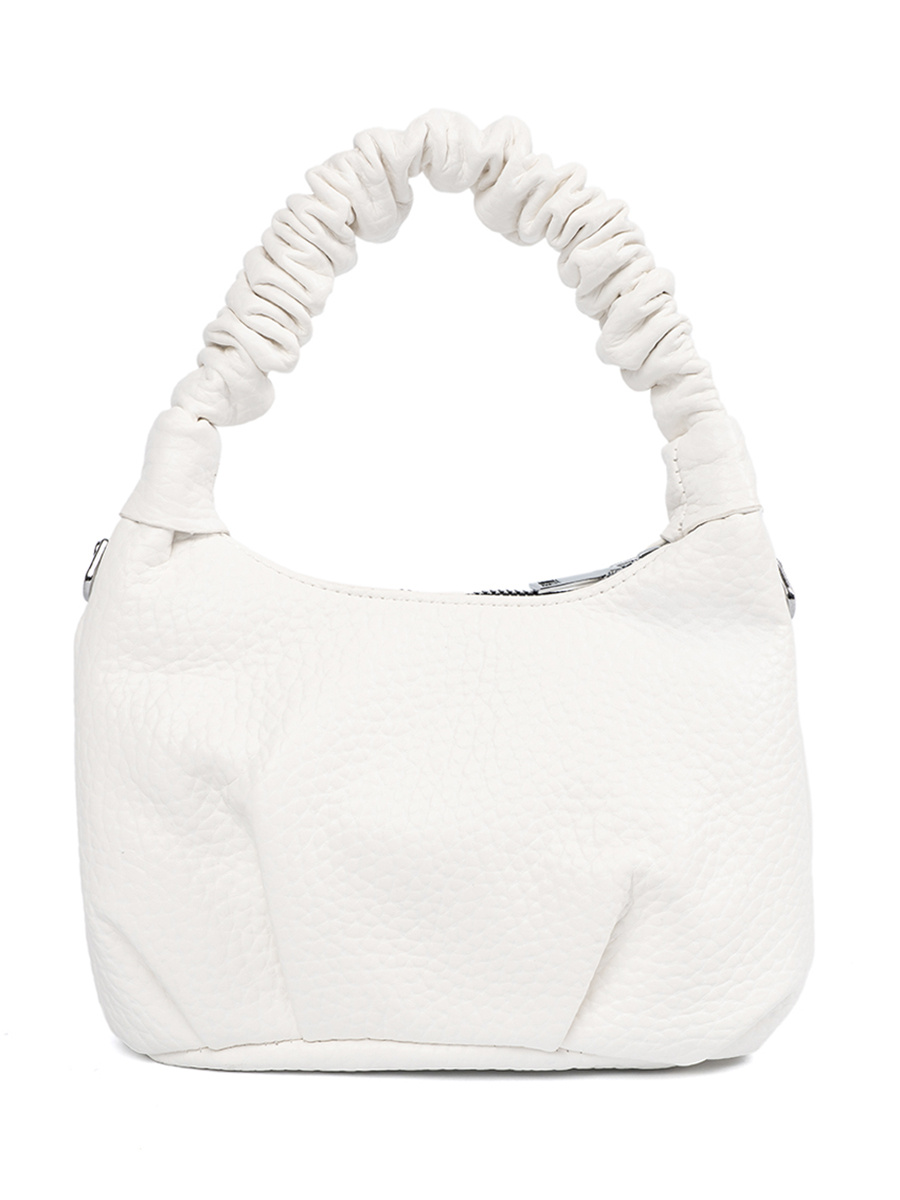 Shelvt Small white handbag with crinkle handle