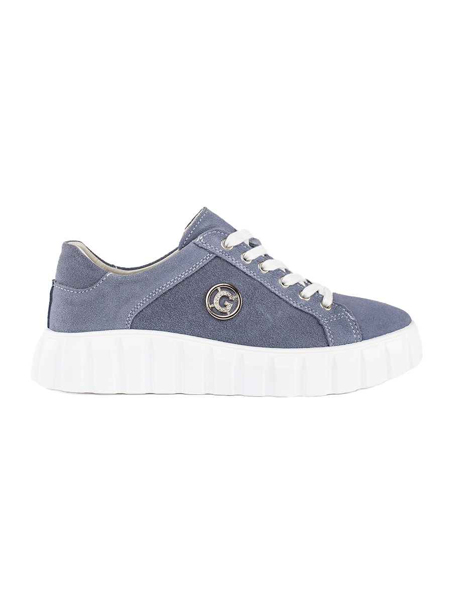 Shelvt Blue suede leather platform shoes