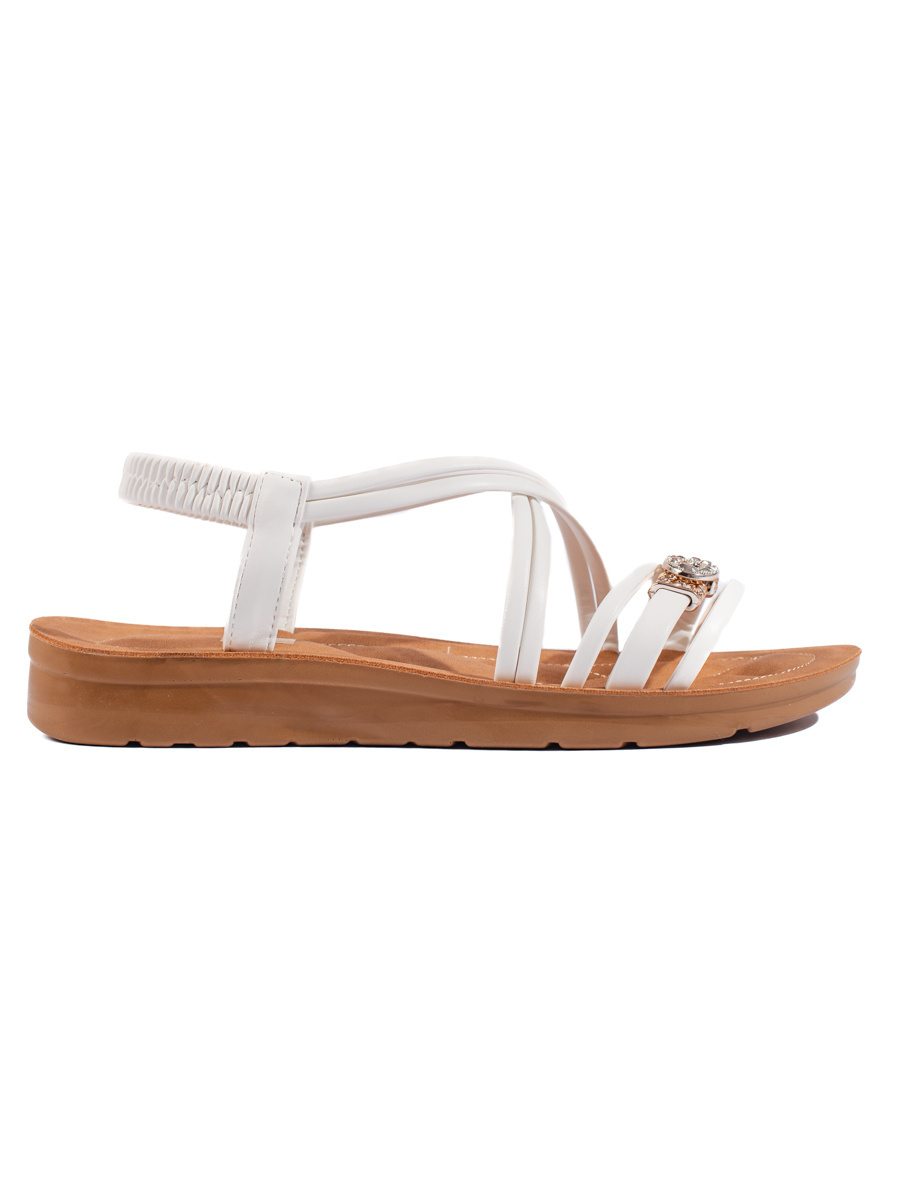 Shelvt White womens sandals with thick soles