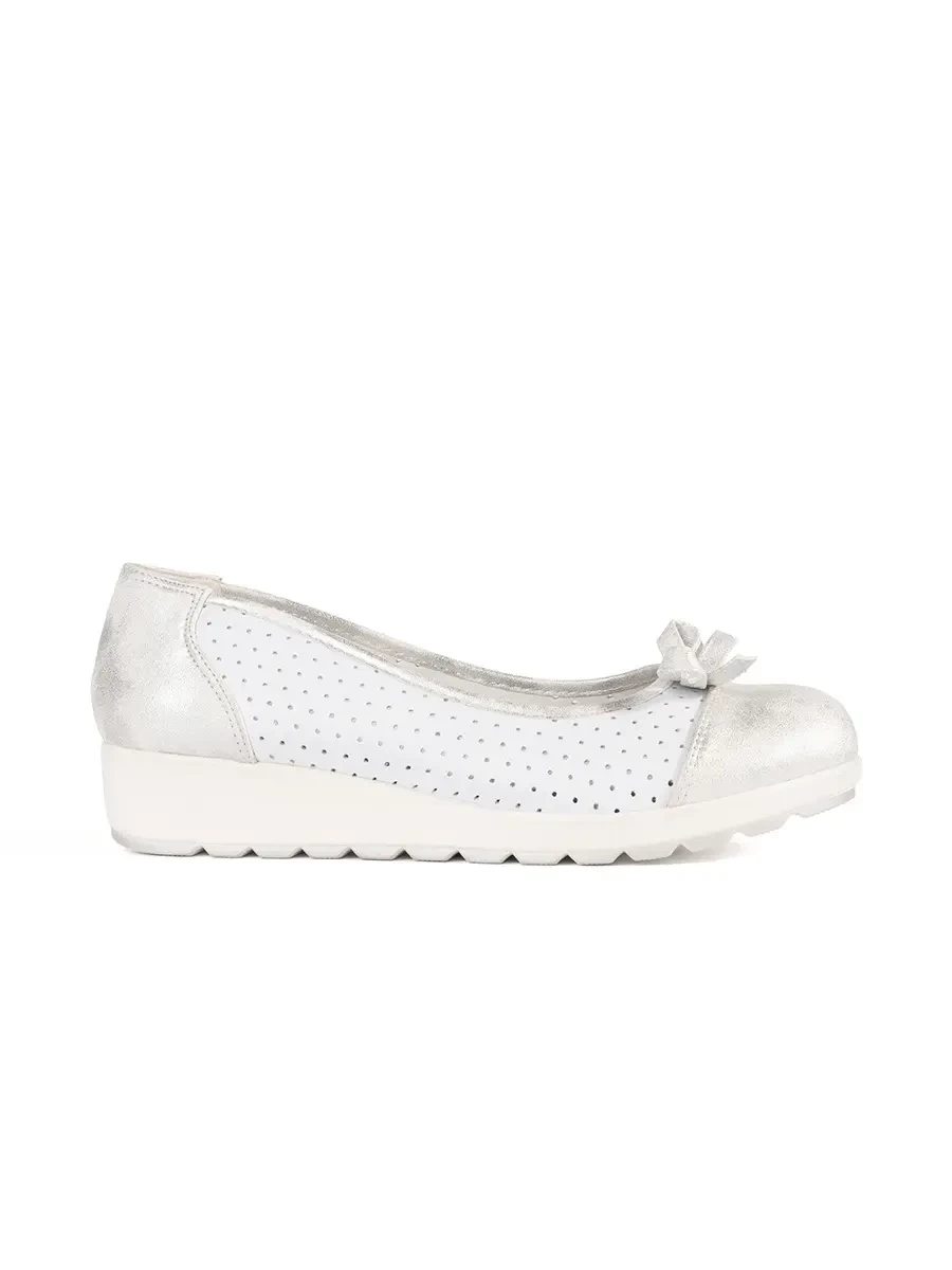 GOODIN White and silver womens wedge shoes