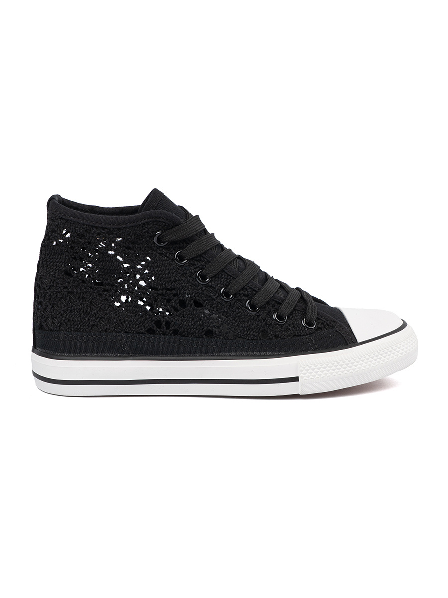 Shelvt Openwork black high sneakers