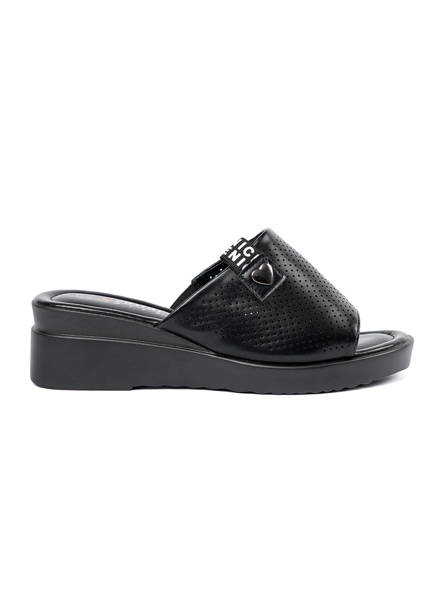 SEASTAR Black openwork platform flip-flops