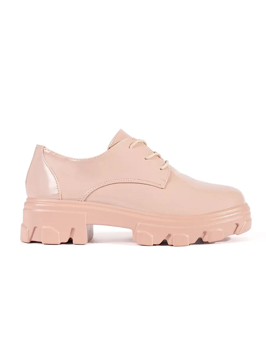 Shelvt Lacquered platform lace-up shoes