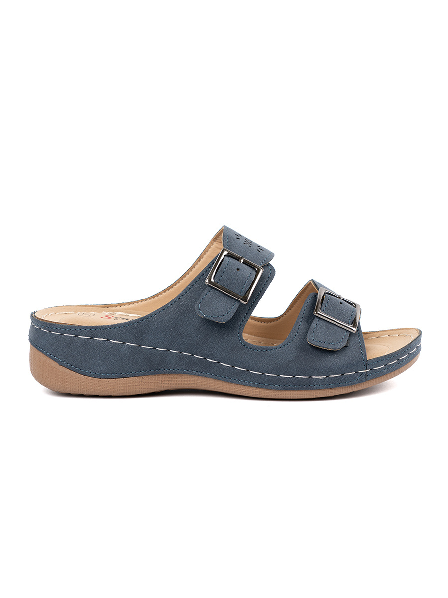 SEASTAR Low-heeled wedge sandals with buckles blue