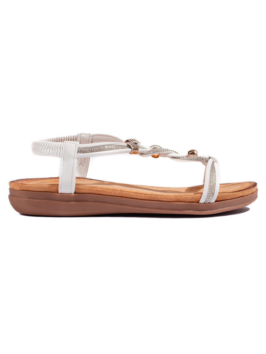 Shelvt Womens white slip-on sandals
