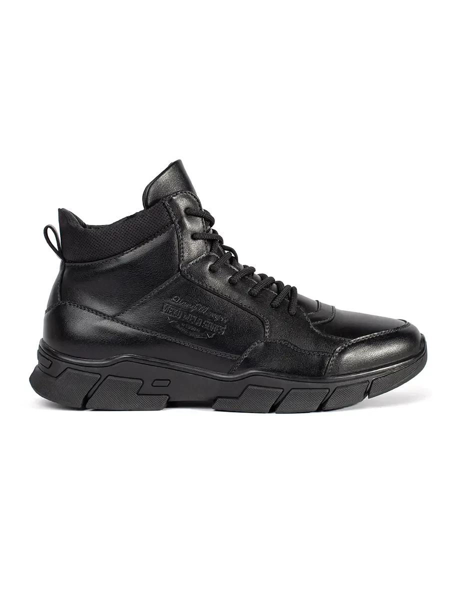 Shelvt Mens high insulated ankle boots made of faux leather