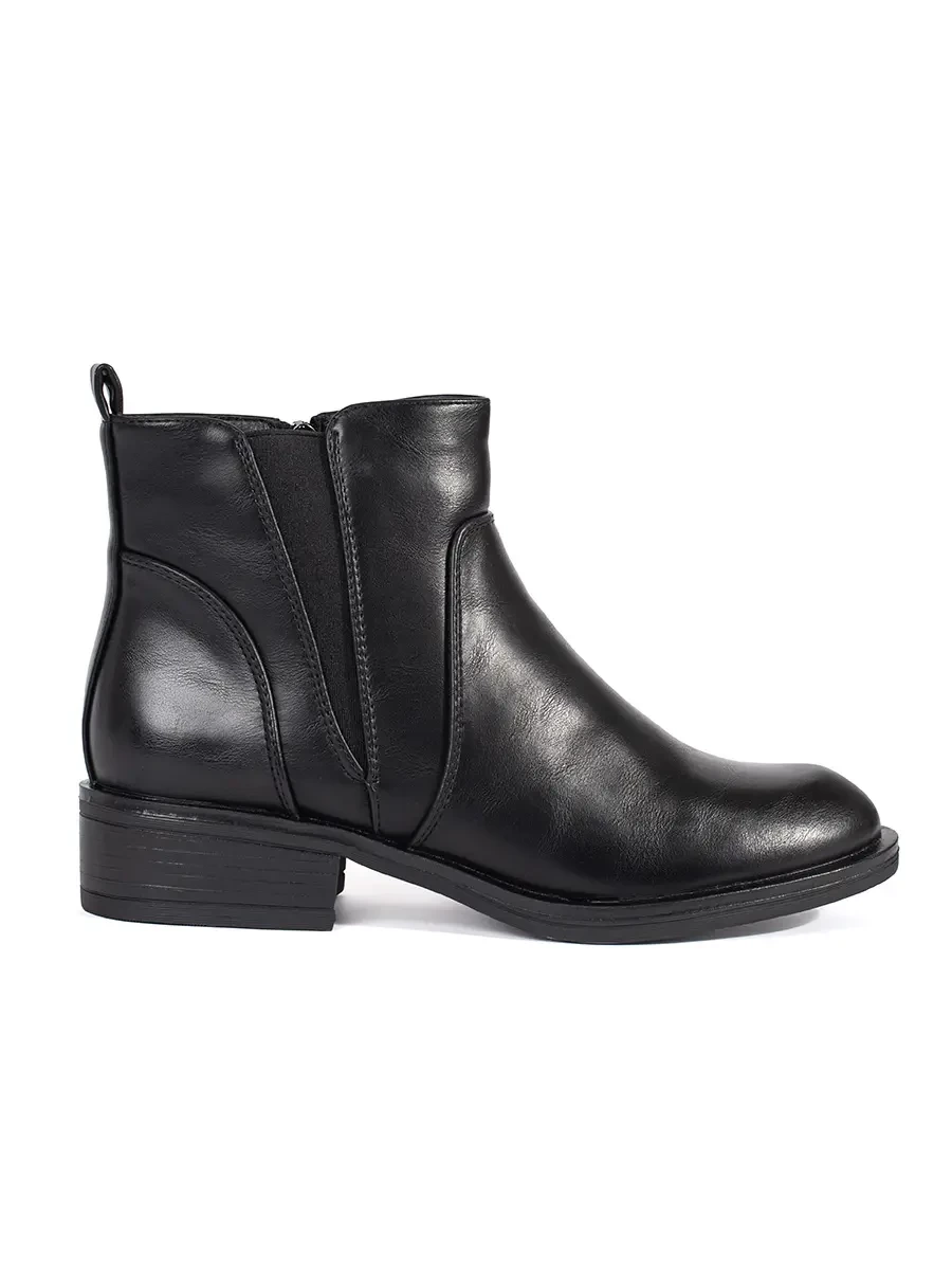 Shelvt Womens black low-heeled Chelsea boots