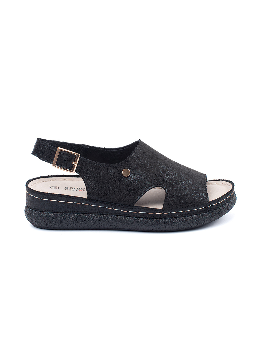 GOODIN Black flat sandals with buckle