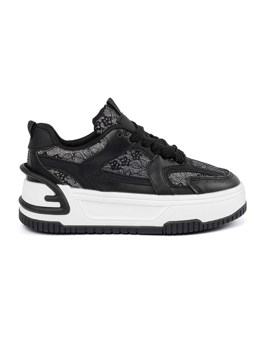 Shelvt Womens sneakers with lace black and white