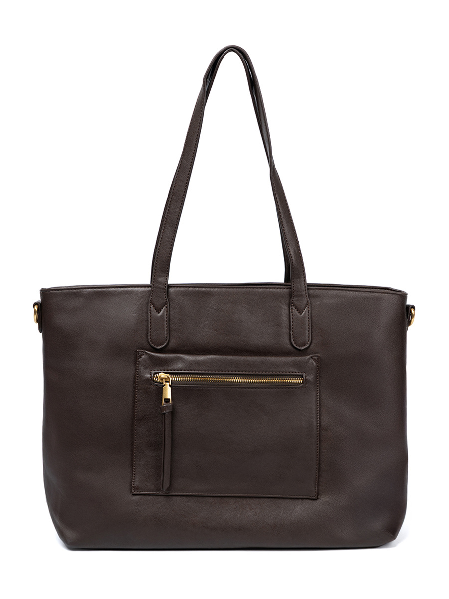 Shelvt Dark brown handbag with gold elements