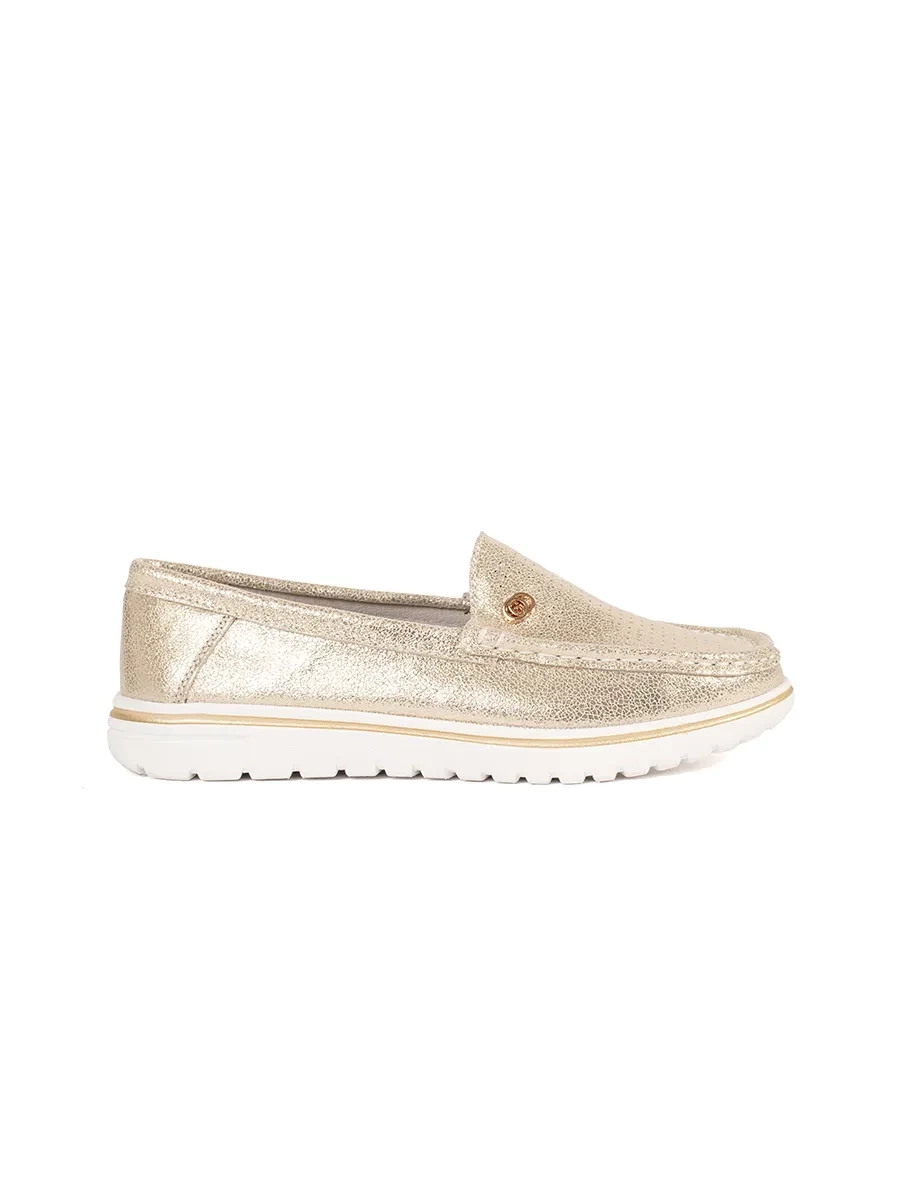 GOODIN Gold loafers made of natural leather