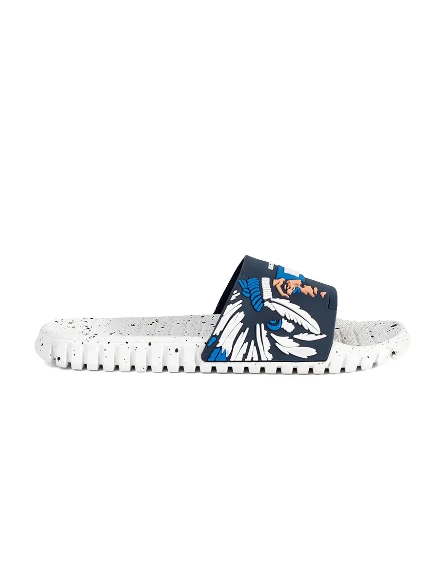 Shelvt White and blue pool slippers