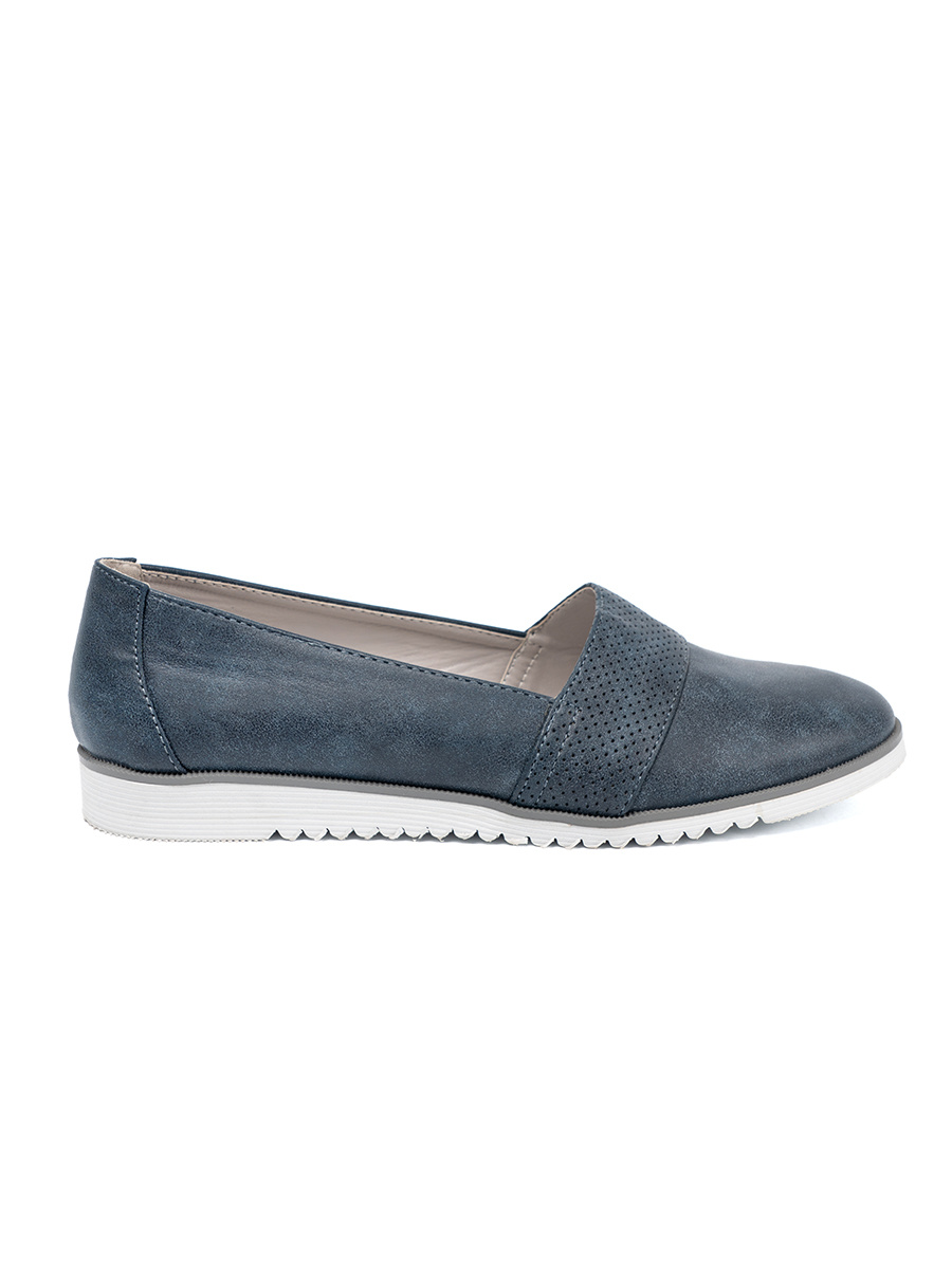 GOODIN Navy blue loafers with a white sole