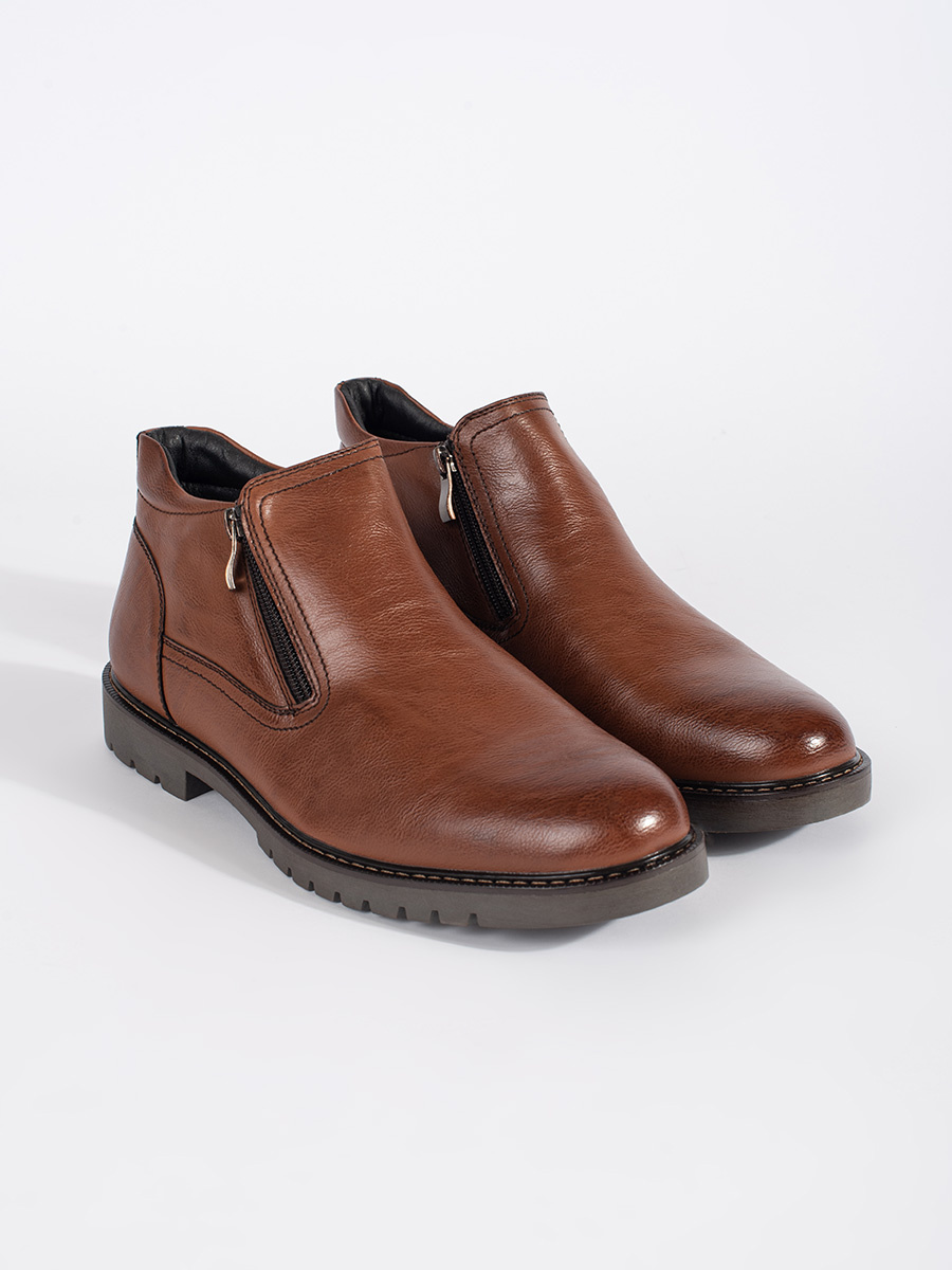 Shelvt Mens brown winter insulated ankle boots