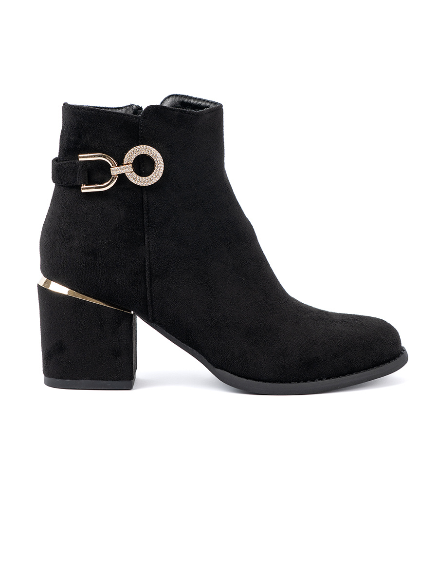 Shelvt Black womens ankle boots with an elegant buckle