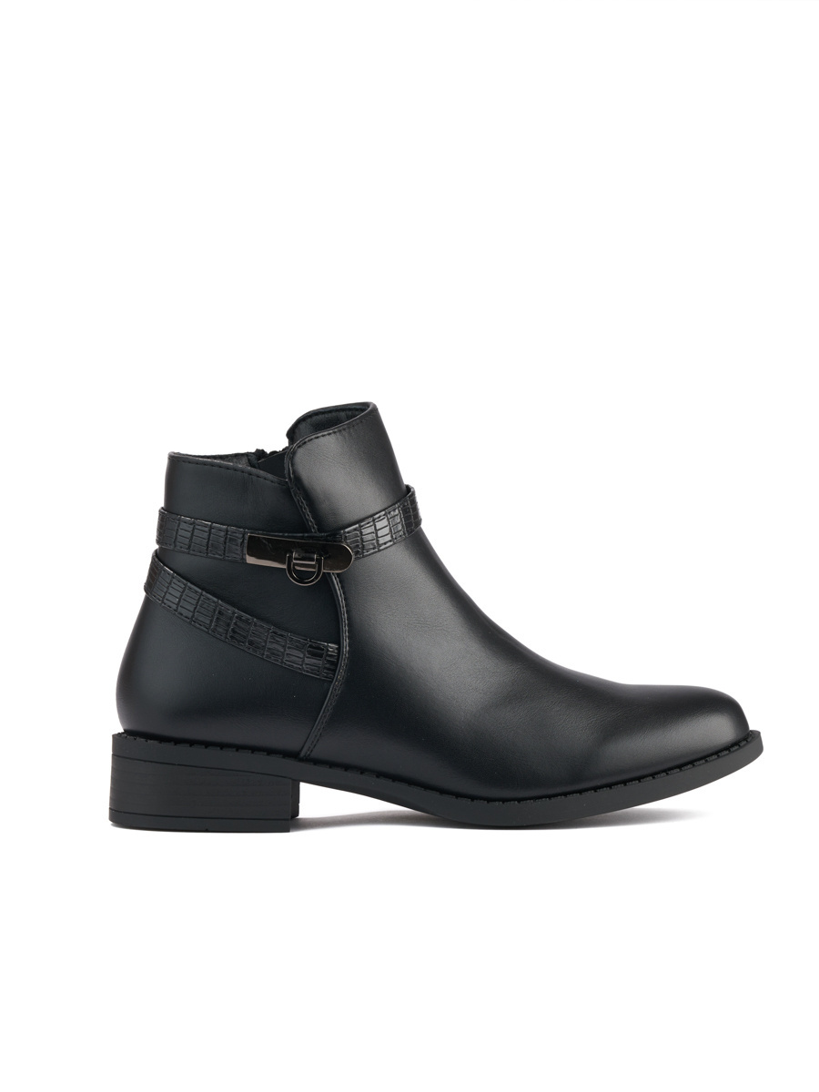 Shelvt Womens black low-heeled ankle boots