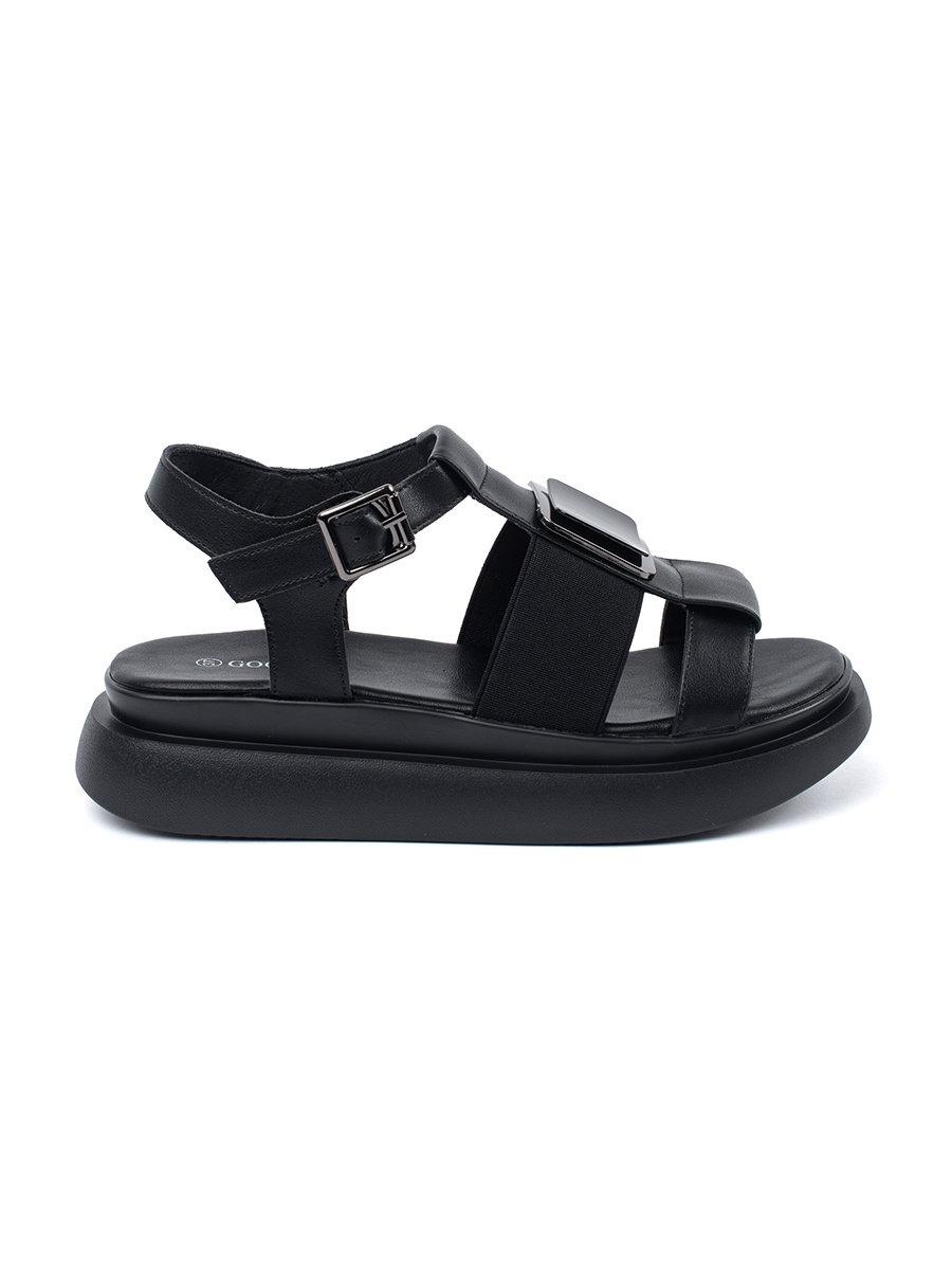GOODIN Black leather elegant platform sandals