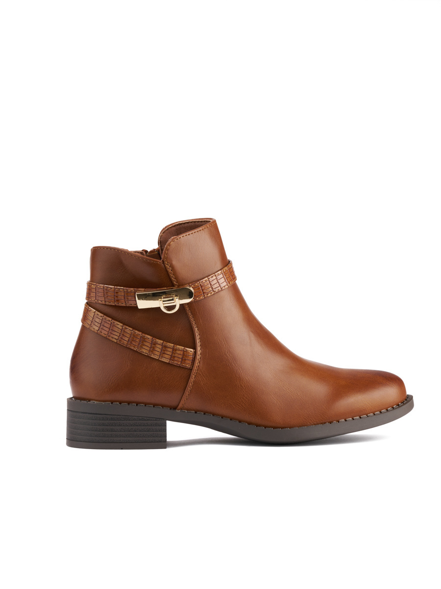 Shelvt Women's brown low-heeled ankle boots