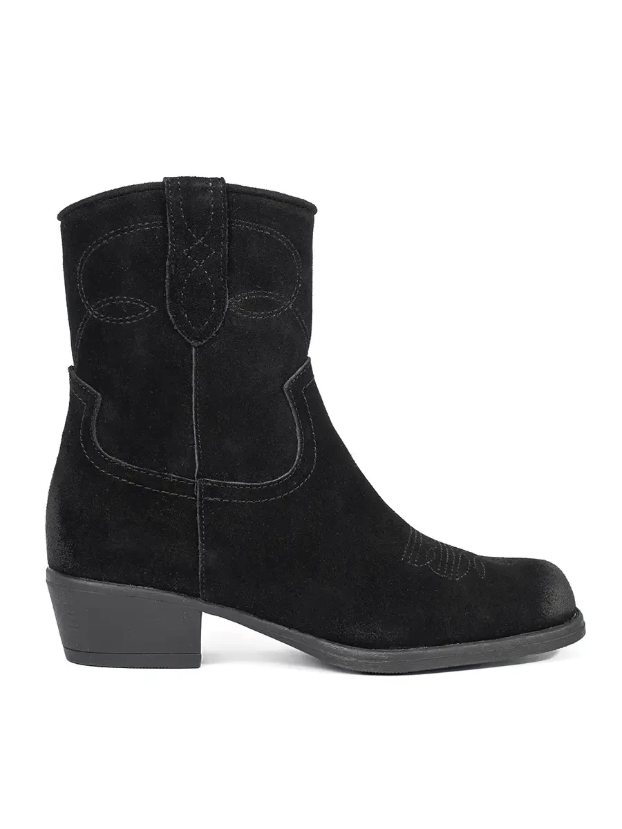 Leather black cowboy boots Sergio Leone
