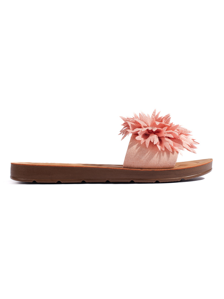 Shelvt Womens pink slippers with a flower