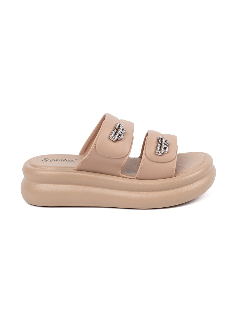 SEASTAR Beige womens platform flip-flops