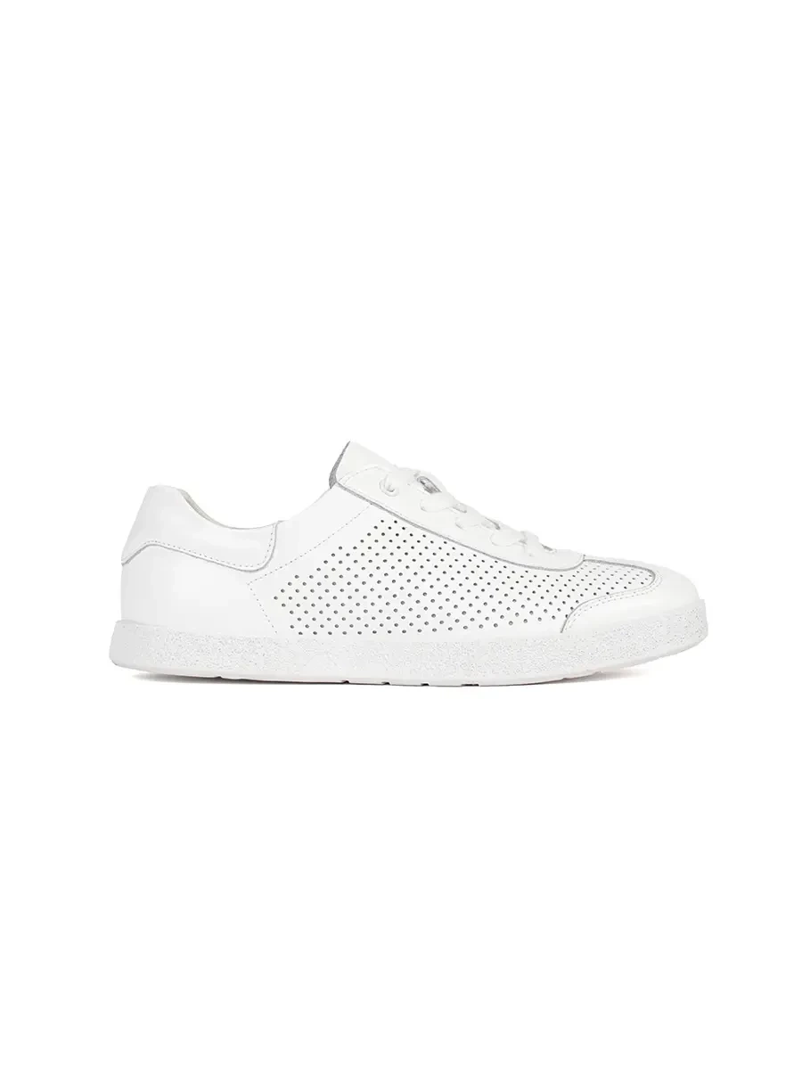 GOODIN White openwork sneakers made of natural leather
