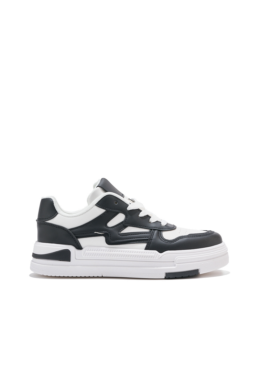 Shelvt White and black platform sneakers