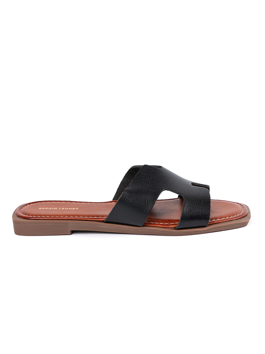 SERGIO LEONE Black flip-flops with a square toe
