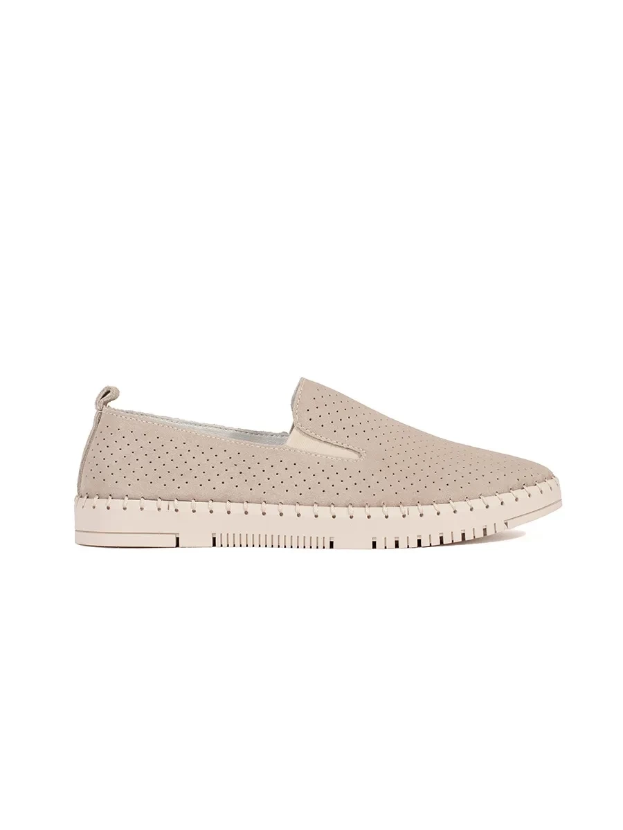 GOODIN Leather beige loafers light