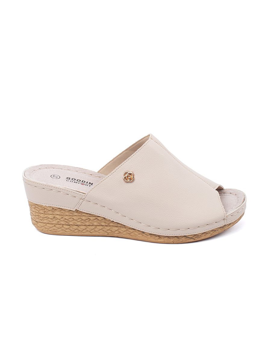 GOODIN Beige womens wedge flip-flops