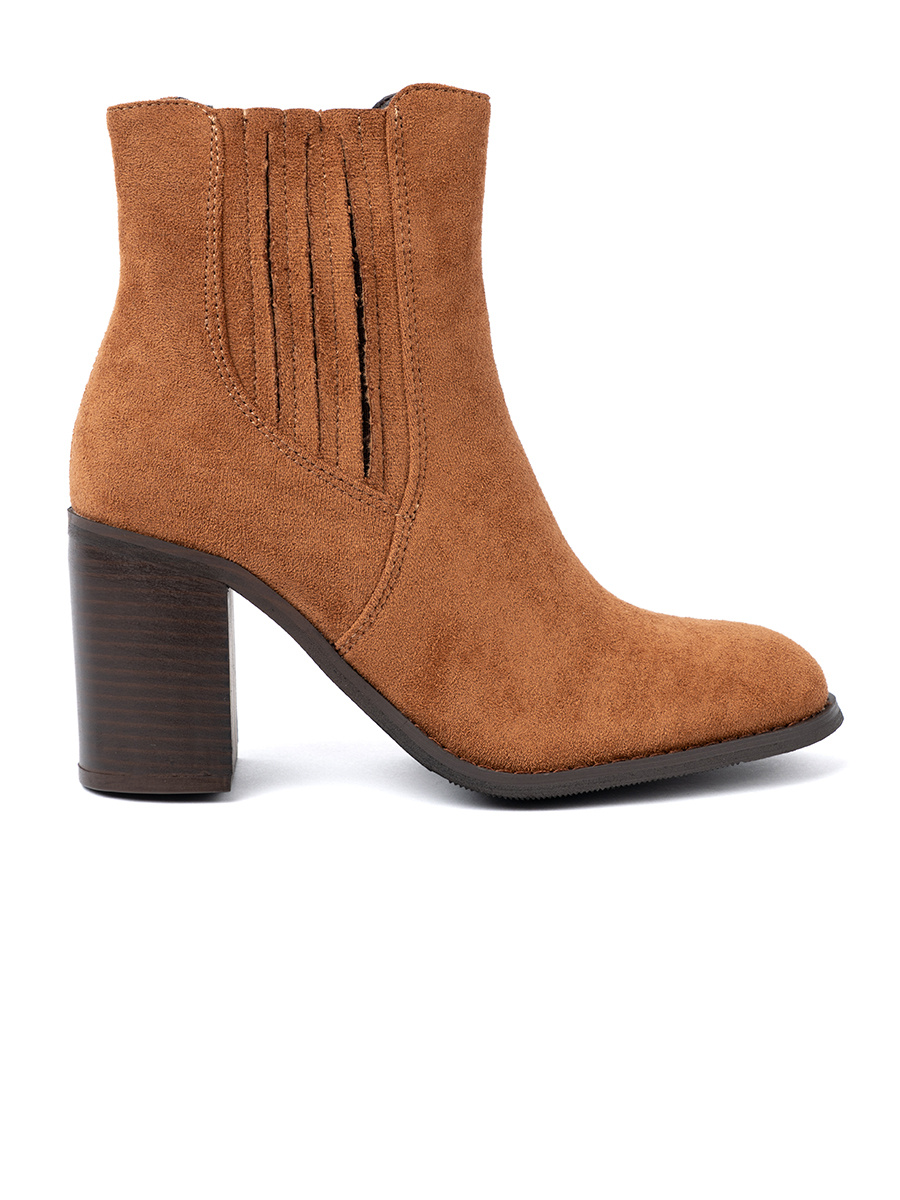 Shelvt Caramel ankle boots on a heel made of ecological suede