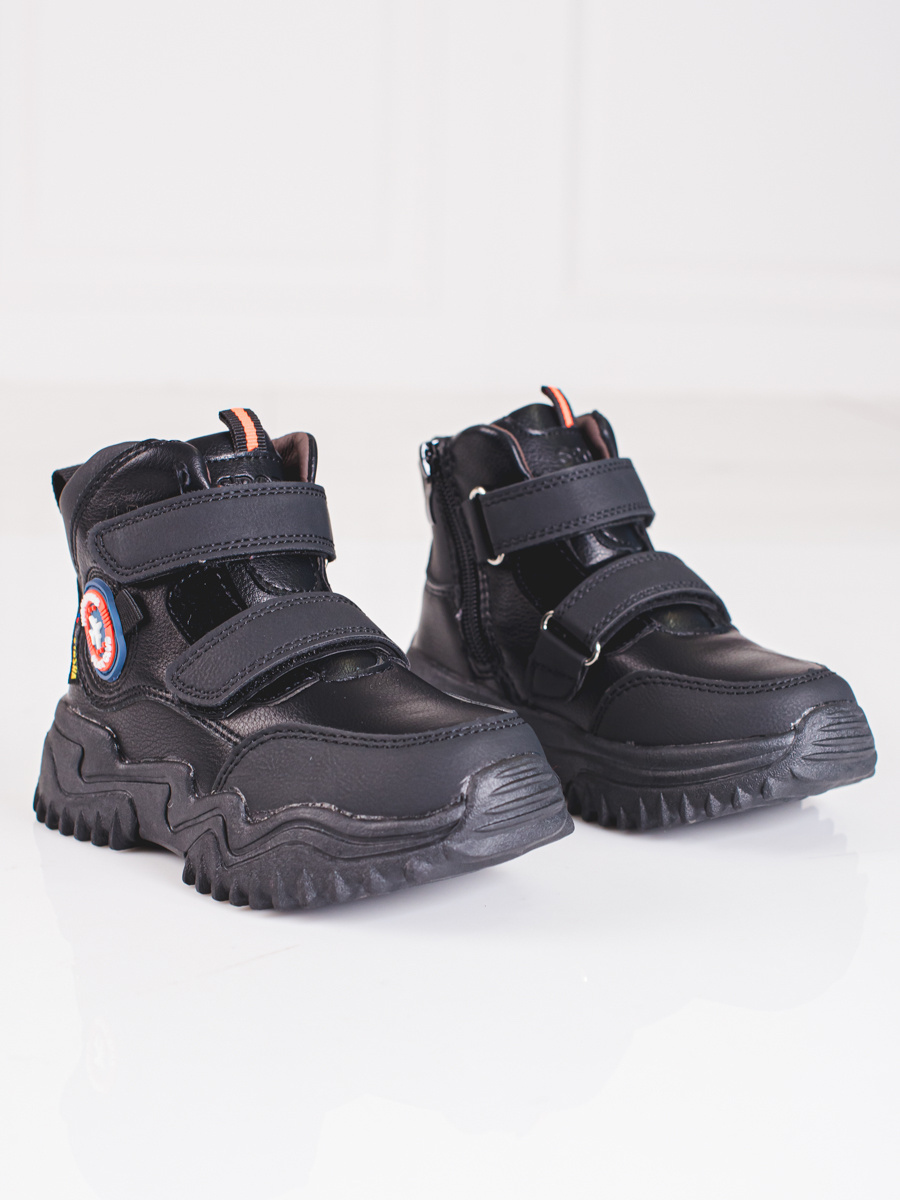 High boy ankle boots with Velcro Shelvt black