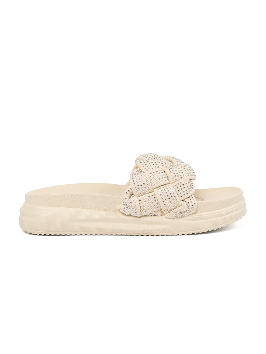 SEASTAR Light beige flip-flops with crystals