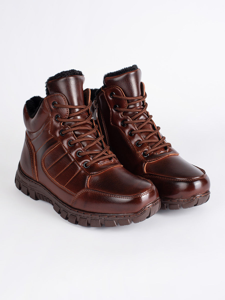 Shelvt Mens brown winter ankle boots insulated