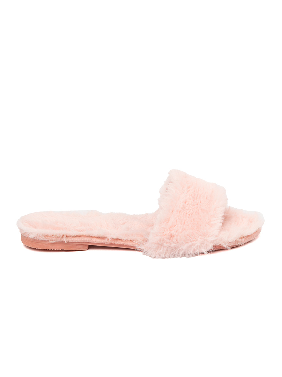 SEASTAR Flip-flops with fur – powder pink