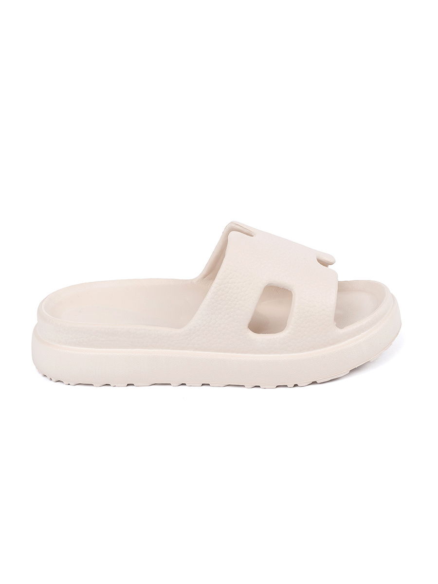 Shelvt Womens platform flip-flops light beige