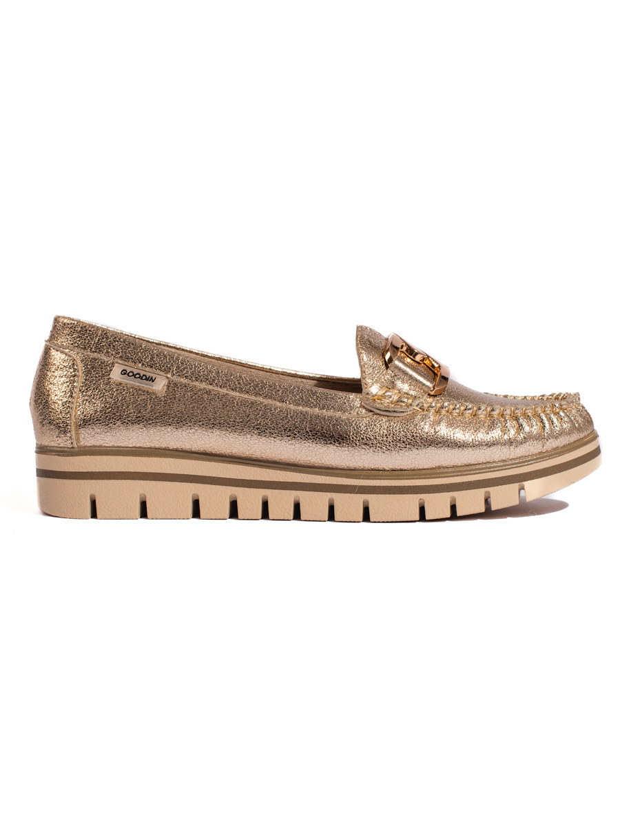 GOODIN Women's gold platform loafers