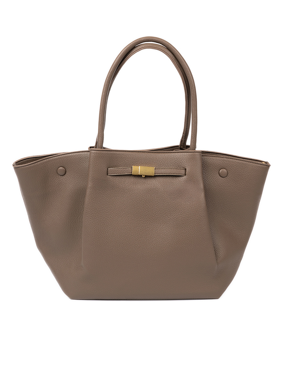 Shelvt Taupe tote bag with clasp