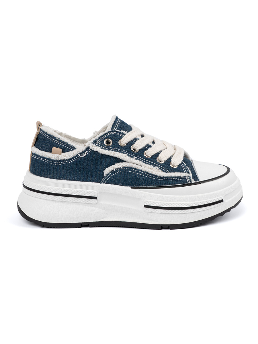 Shelvt Navy blue womens sneakers with white inserts