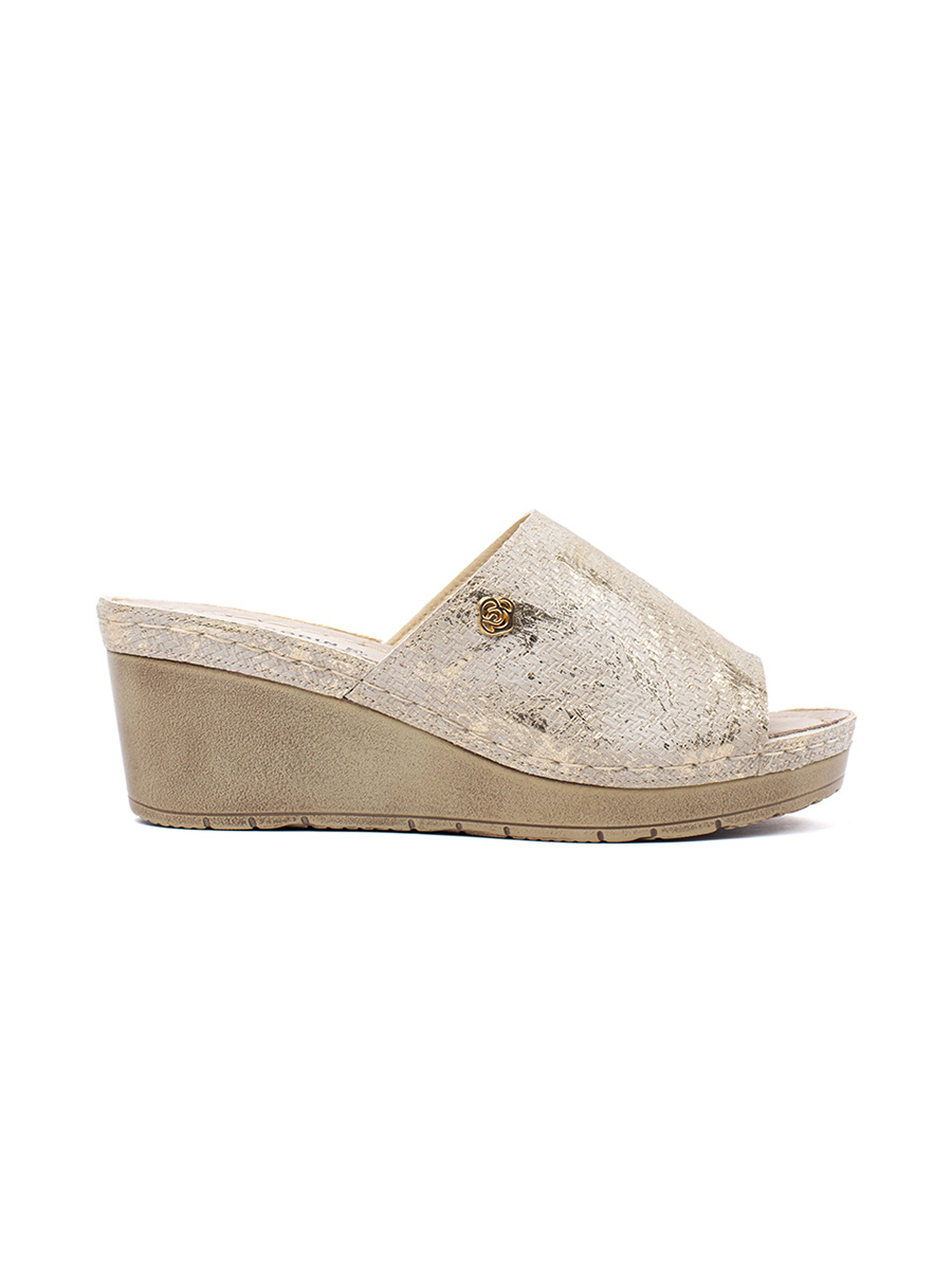 GOODIN Womens taupe wedge flip-flops