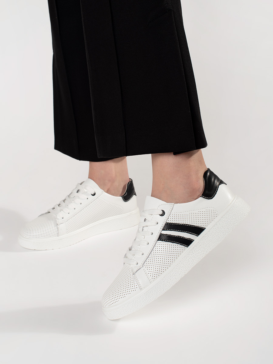 GOODIN White openwork sneakers made of natural leather