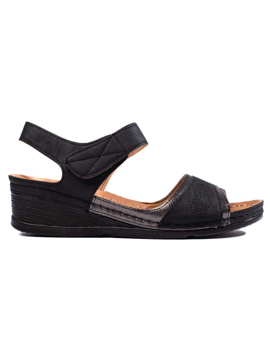 Shelvt Womens black Velcro sandals