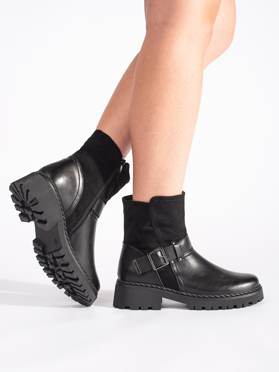 GOODIN Womens black ankle boots with a decorative closure