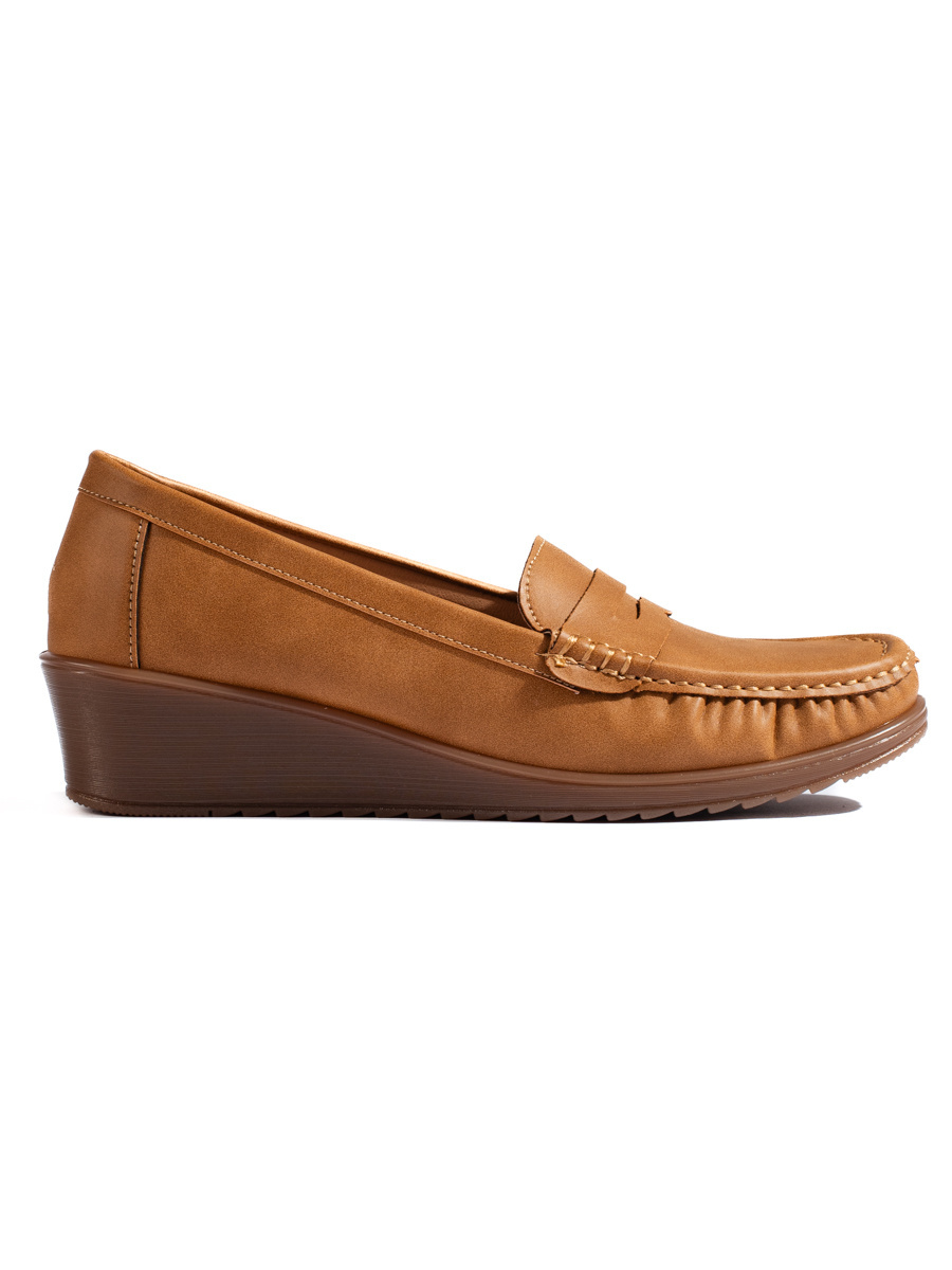 Shelvt Womens brown loafers