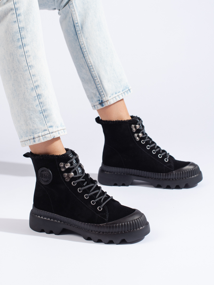 BIG STAR SHOES Black trappers on the BIG STAR platform KK274522