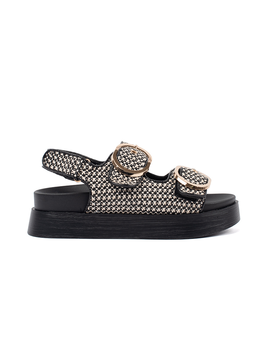 GOODIN Black and white checkered platform sandals