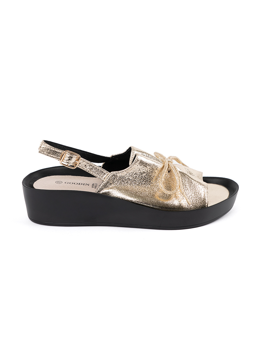 GOODIN Gold wedge sandals with leather insole