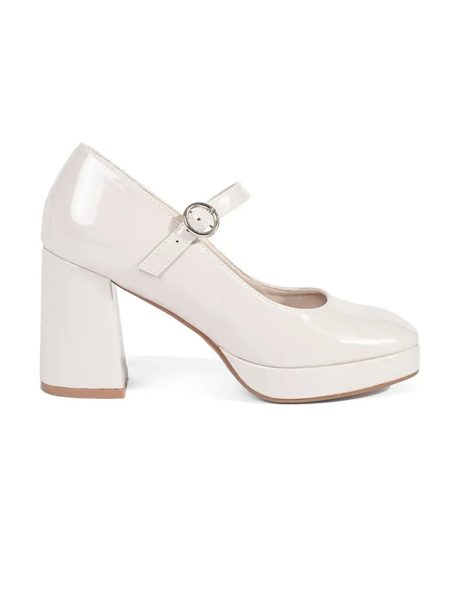 SEASTAR Beige patent women's shoes on a heel with a buckle